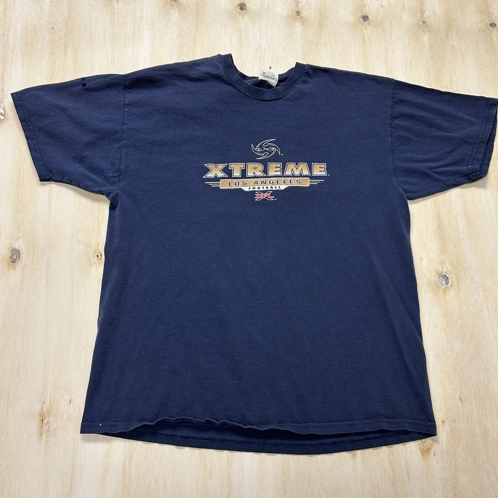 Vintage Los Angeles Xtreme Shirt Mens XL Blue XFL Football Champion Tee 2001